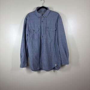 Carhartt Shirt Mens XL Blue Chambray Relaxed Fit Long Sleeve Button Up Workwear